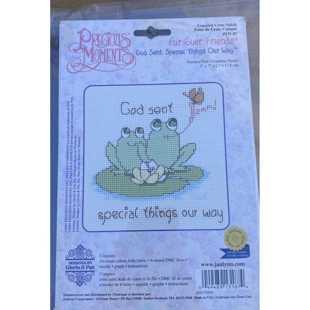 Cross Stitch Kit 2002 Precious Moments Fur Ever Friends Frogs Brand New Vintage